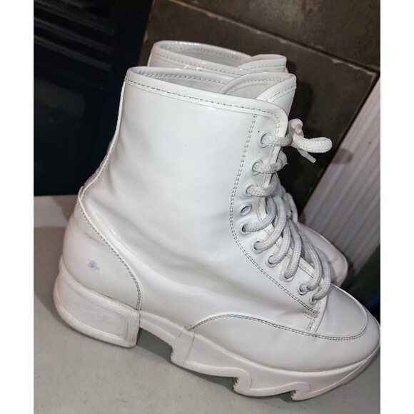 IRI AROM Sz 6.5 White Patent Wavy Sole Harajuku Grunge Anime Ankle Boots Italy - Picture 4 of 15
